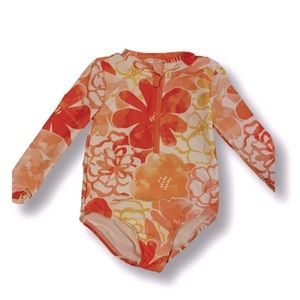 NEW- NEVER WORN Swim suit, coral floral, 18 months